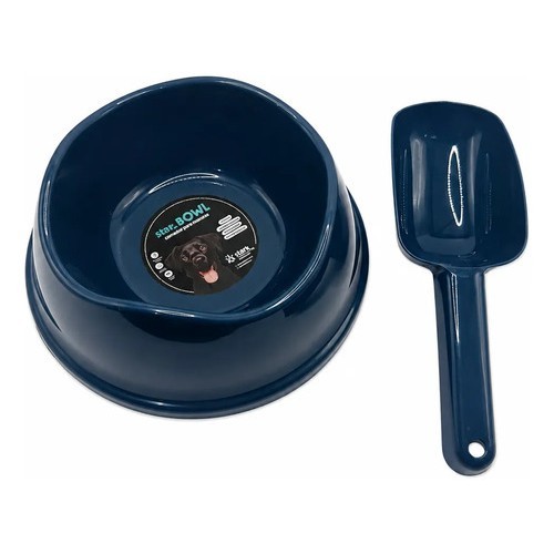 Kit Comedouro Cachorro Médio 550ml Com Concha Para Ração N/a Azul-escuro