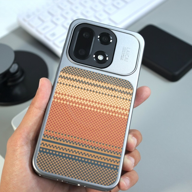 Capa De Telefone Magnética Com Padrão Kevlar Para ONEPLUS 1 + 15 15T Protetora De PC Galvanizada De Luxo Leve , Dura De