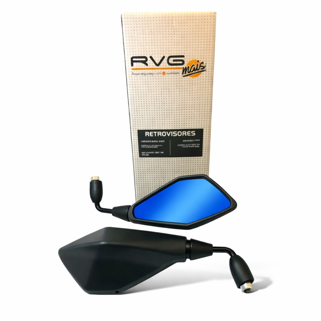 Retrovisor Z400 90º Haste Curta Lente Azul Honda Par Rvg