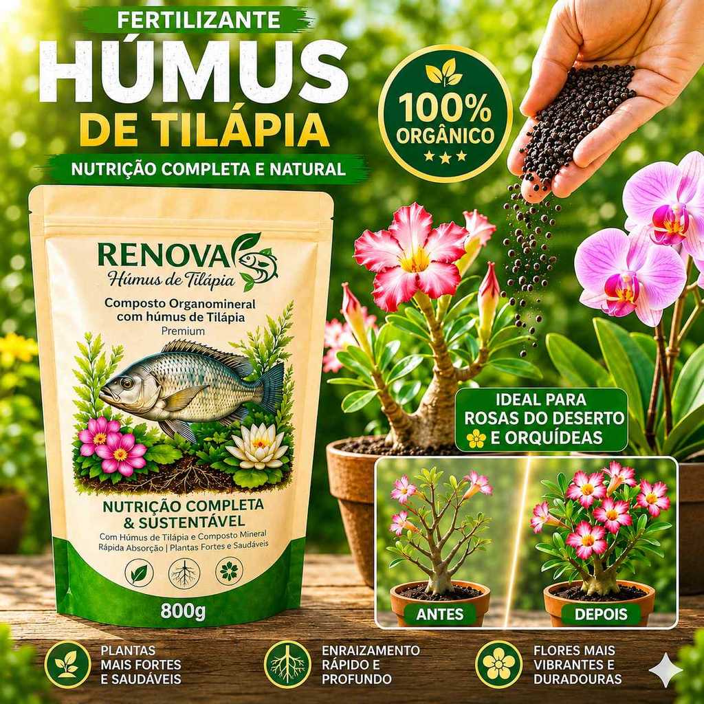 Adubo Fertilizante Renova Flores 800g - Ideal para Rosas do deserto, Orquídeas e Ornamentais