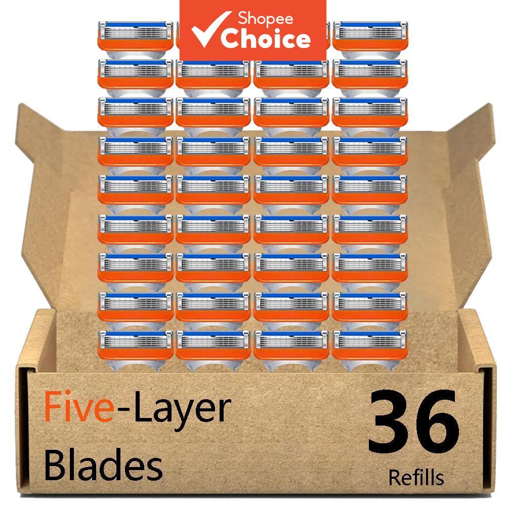 Conjunto De Barbeador Manual Masculino De 5 Camadas-1 Alça E 36 Lâminas , Compatível Com Fusion 5 , Preparação De Barba