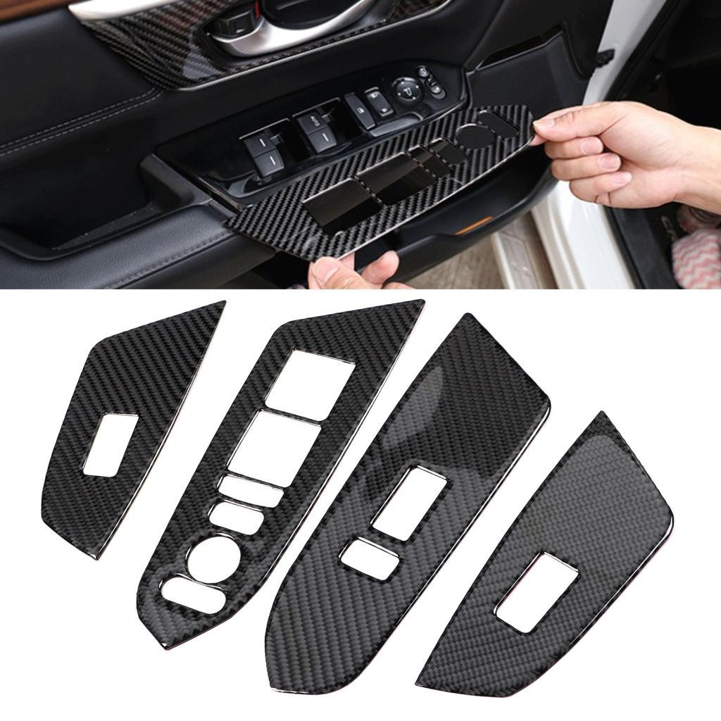 torachel1-BR 4 peças tampa do painel do interruptor da janela interior do carro guarnição de fibra de carbono adequada