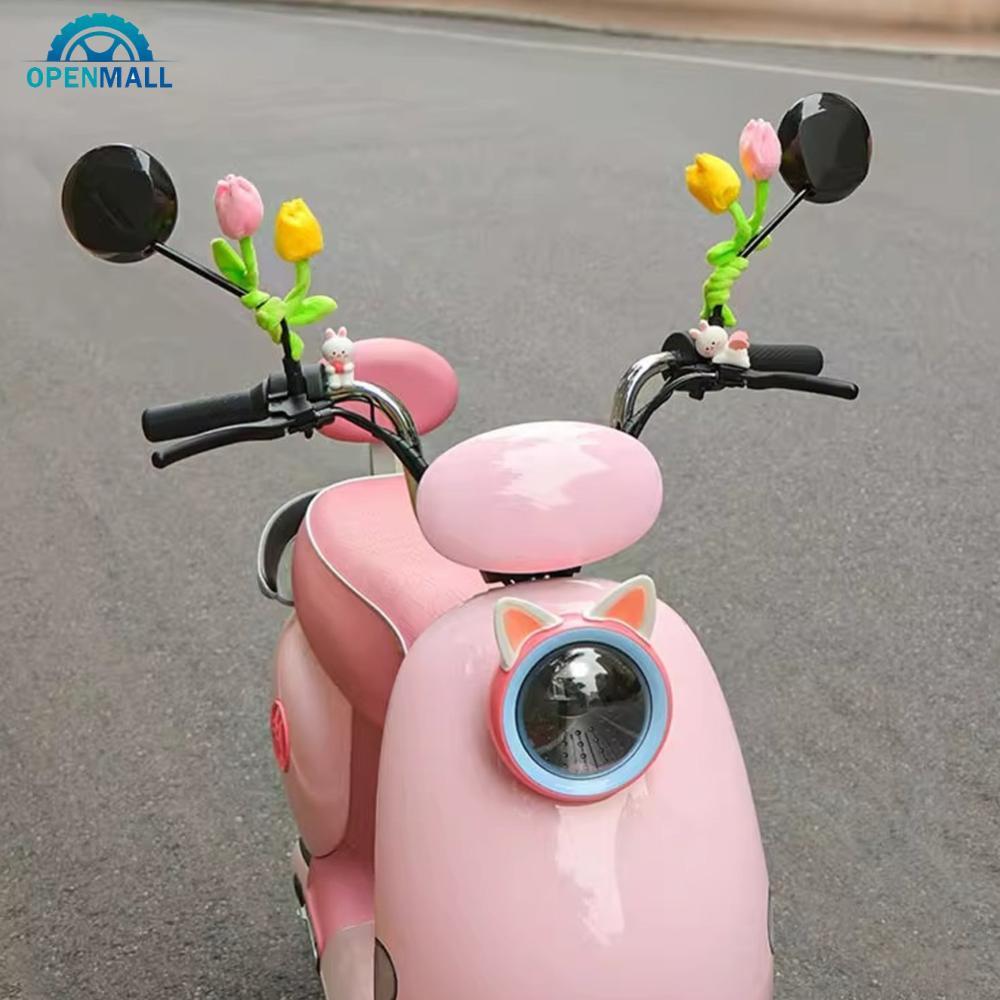 OPENMALL Scooter Elétrico Espelho Retrovisor Decoração Tulipa Buquê De Flores Bonito Acessório Motocicleta Bicicleta Flo