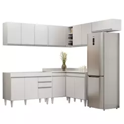 Armário de Cozinha Modulado de Canto 7 Peças CP19 Balcão sem Tampo Branco - Lumil