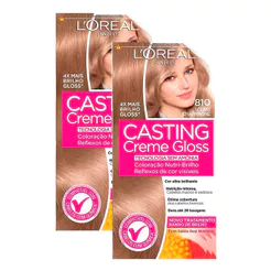Kit 2 Tintura Creme Casting Creme Gloss L'oréal Louro Champagne 810 Kit
