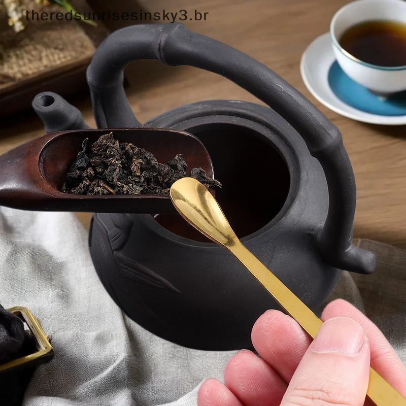 TSBR Agulha De Chá De Aço Inoxidável Sti Ouro Prata Matcha Colher Cerimônia Utensílios De Cozinha Ferramenta De Limpeza