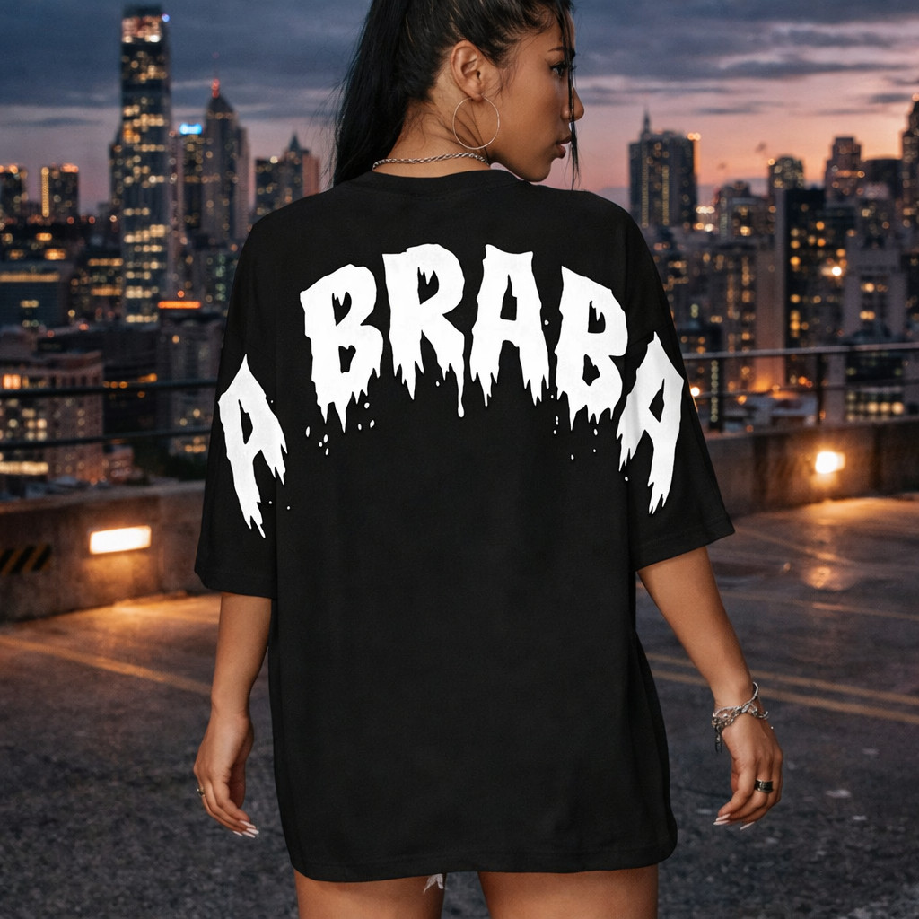 Camiseta Oversized Feminina A BRABA Estampa Na Costa Treino Academia!