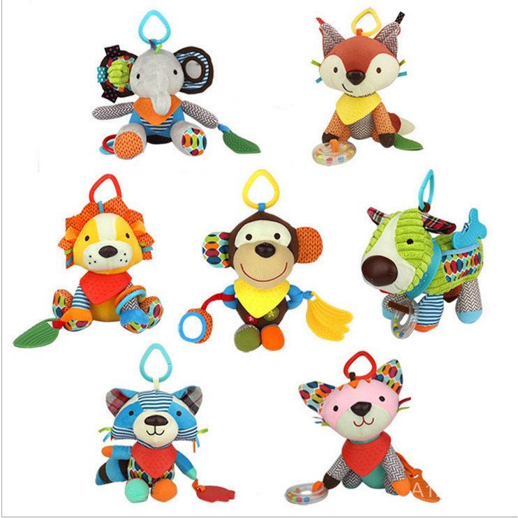 Brinquedo Multifuncional de Conforto para Bebês, Boneca Macia de Pelúcia para Berço com Sino QFLP