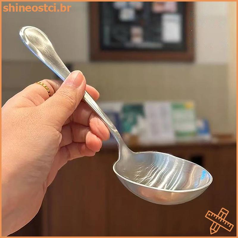 SHINE Grande Cabeça Redonda De Aço Inoxidável Buffet Servindo Colher Thien Cozinha Jantar Prato Sopa Arroz Ocidental Res