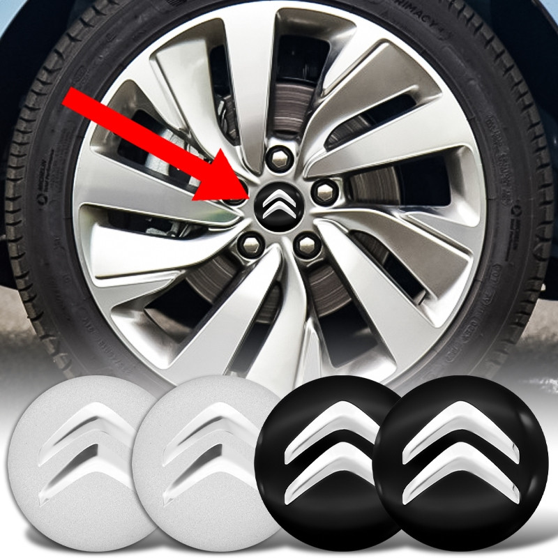 4 adesivos de emblema para calota de roda de carro de 56mm, adequados para Citroen C3, C4, C5, DS3, DS4, Berlingo, acess