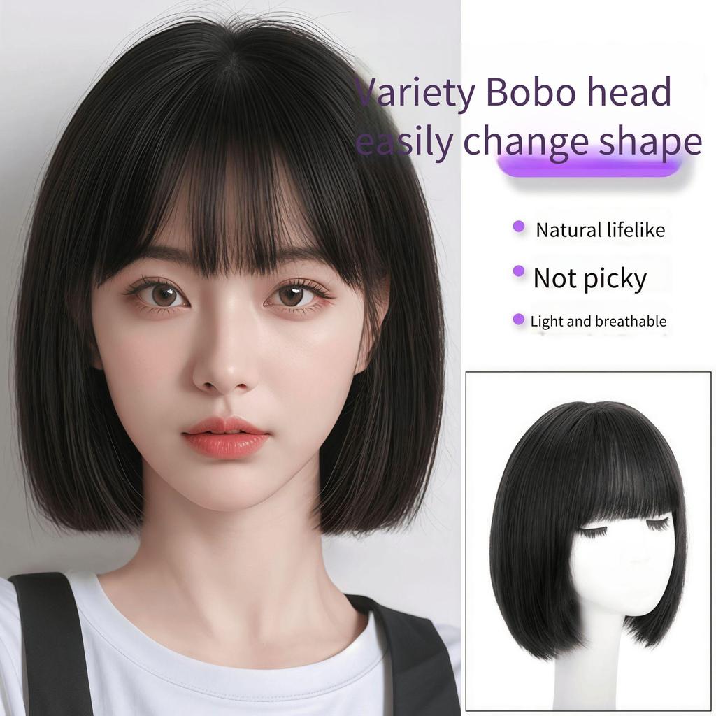 T T TSE peruca de cabelo curto feminino verão estilo fino realista Natural idade-reduzindo arnês completo estilo estudan