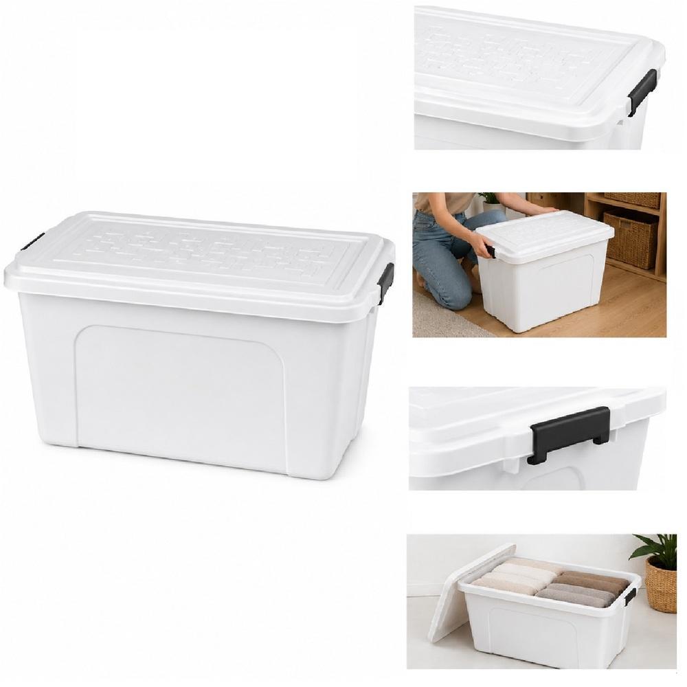 CAIXA ORGANIZADORA GRANDE 70 LITROS EMPILHAVEL CONTAINER PLASTICA 70L MULTIUSO ORGANIZADOR REFORÇADO BRINQUEDOS ROUPAS