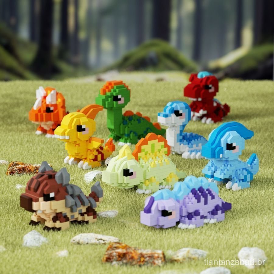 Série de Dinossauros Fofos, Blocos de Construção Baratos, Brinquedos Educativos para Crianças, Modelo de Dinossauro Tyra