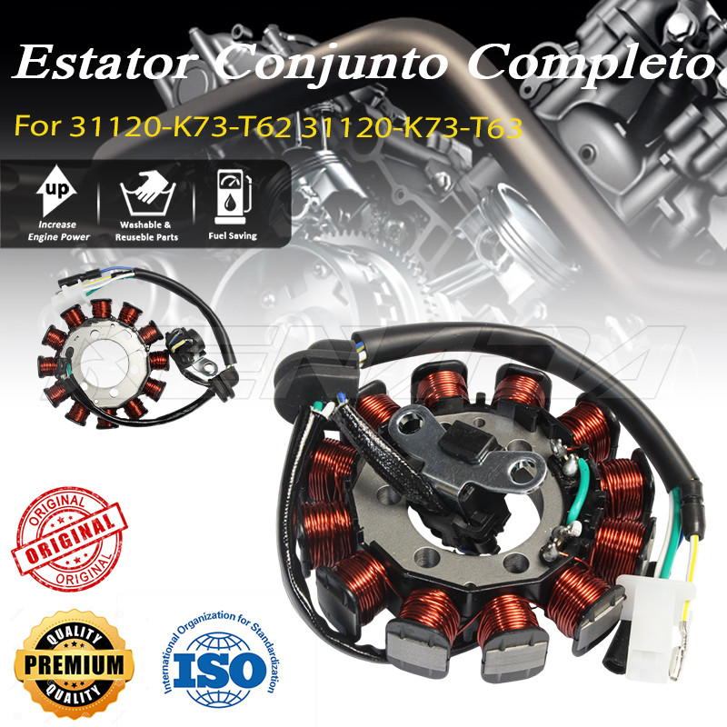 Estator Magneto Bobina de Carga Para Honda Moto Códigos 31120-K73-T62/T63 Durável e Eficiente