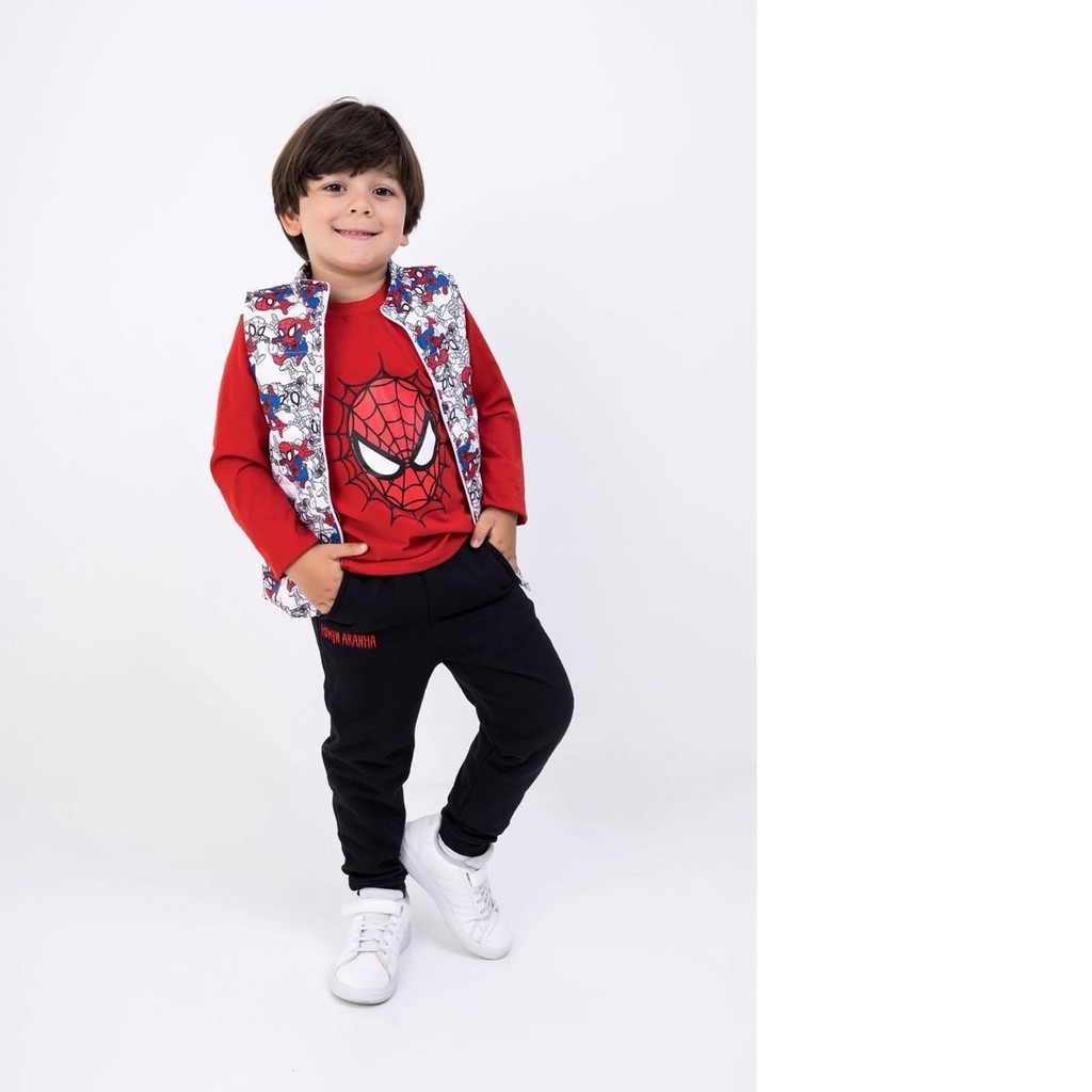 Conjunto personagem 3 peças Blusa Colete Calça Moletom