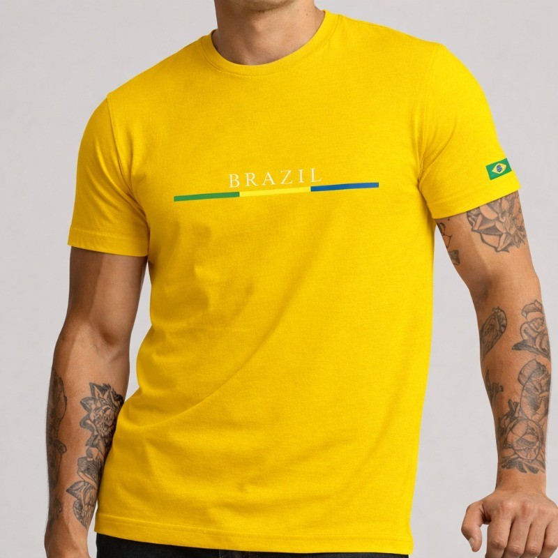 Camiseta Brasil Copa do Mundo Tecido 100% Algodão Leve e Confortável Várias Cores
