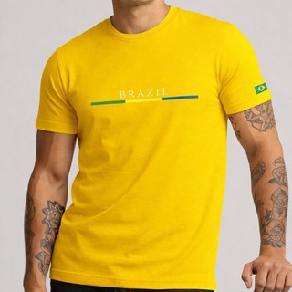 Camiseta Brasil Copa do Mundo Tecido 100% Algodão Leve e Confortável Várias Cores