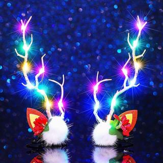 CAKURE Light Up Reindeer Antlers Hair Clips Christmas Hair Clip Holiday Christmas Hair Accessories for Women and Girls (