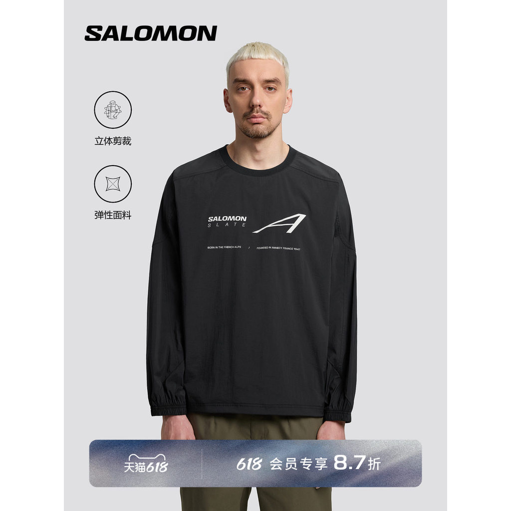 salomon Samongo Ao Ar Livre Masculino Casual Na Moda Moletom De Manga Compridaslate Bloqueado PULLOVER M