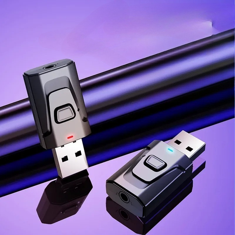 USB Bluetooth 5.0 Transmissor Receptor Microfone 3 Em 1 Adaptador EDR Dongle 3.5mm AUX Para TV PC Fones De Ouvido Casa E