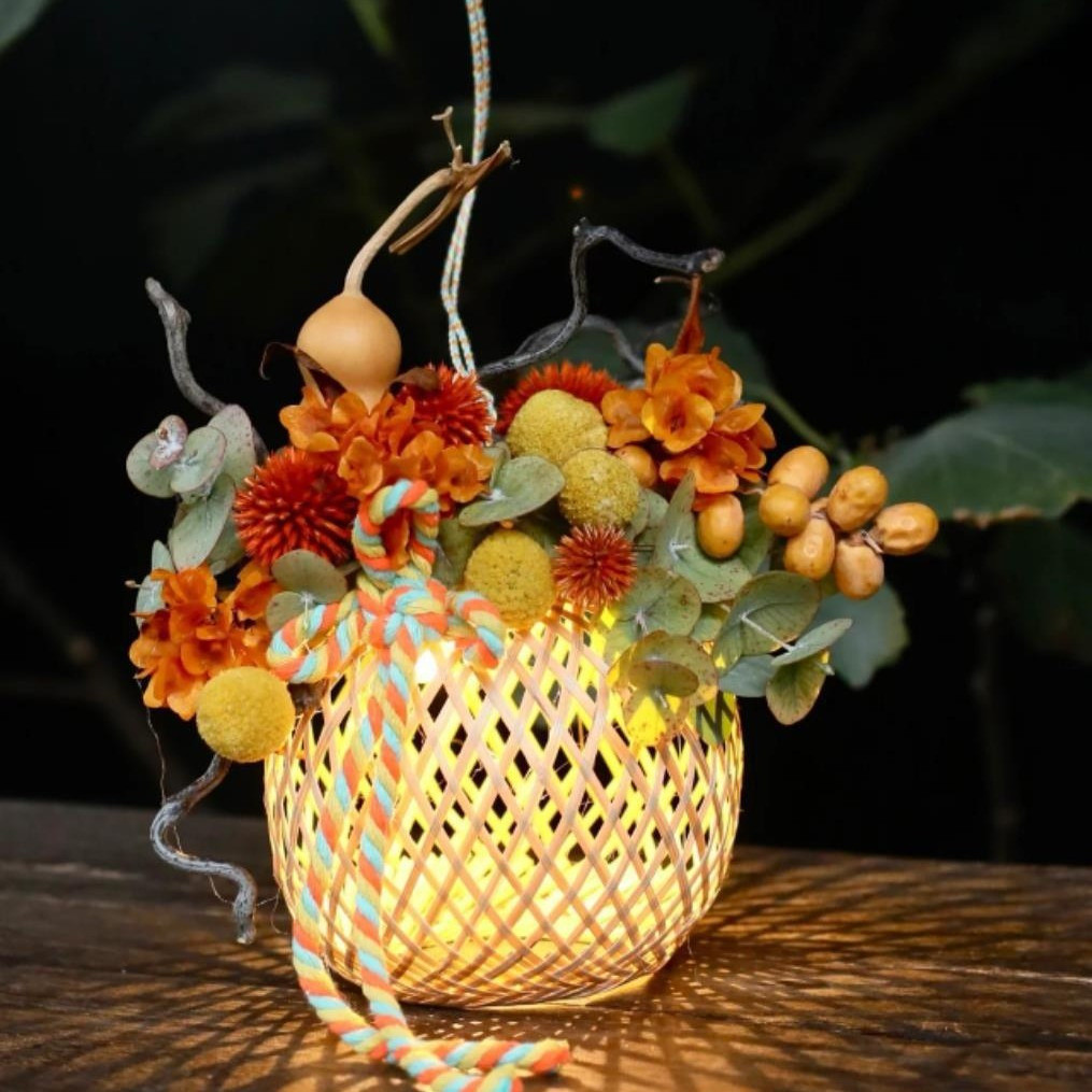 Lanternas de bambu tecidas para decoração de casamento, decoração de dança em estilo tradicional, decoração de casamento