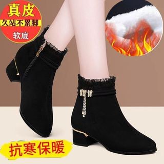Wenzhou 2026 outono inverno quente Casual sapatos de algodão feminino couro macio salto grosso botas curtas de salto méd
