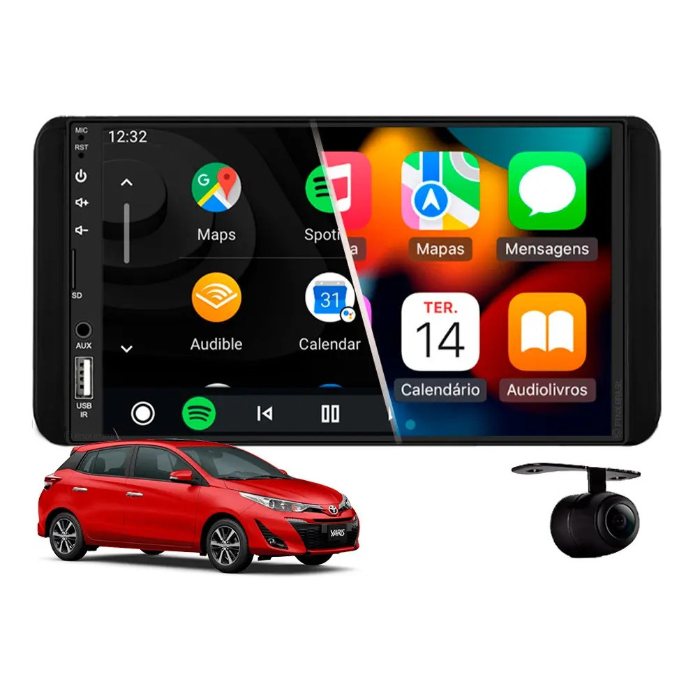 Central Multimídia Carplay Toyota Yaris 2018 À 2021 Dig