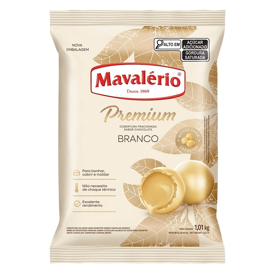COBERTURA FRACIONADA GOTAS MAVALÉRIO PREMIUM  1,01Kg - BRANCO