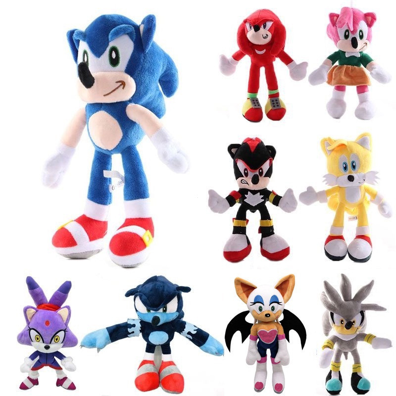 45cm-20cm Sonic The Hedgehog Brinquedo de Pelúcia Shadow Amy Rose Knuckle Tail Cartoon Super EXE Jet Chao Boneca AXW5