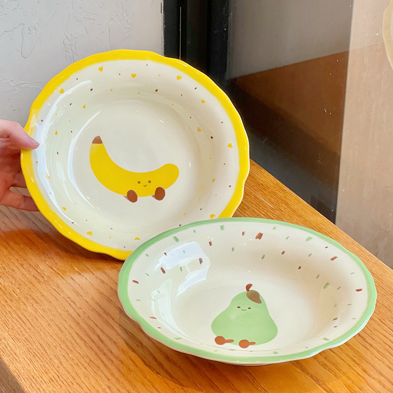 Prato para croissant, utensílios de mesa, pratos coloridos, pratos de sobremesa de cerâmica 2025, pratos altos para frut
