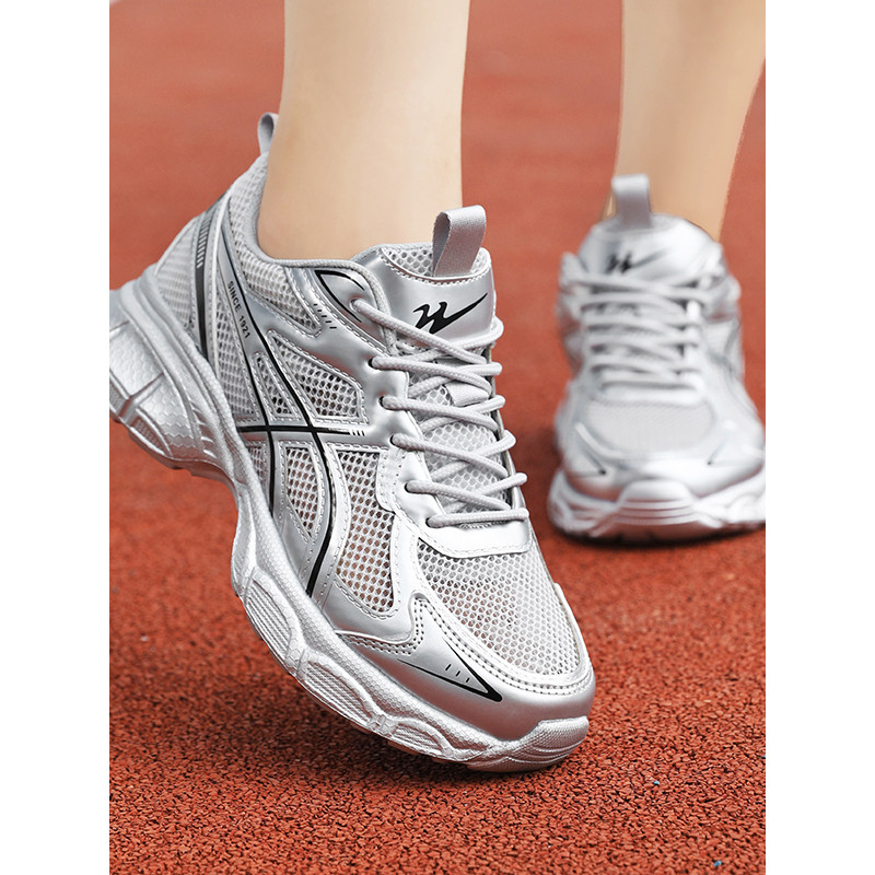 Sapatos femininos de estrela dupla prata papai sapatos femininos novo estilo primavera sapatos casuais de sola grossa Al