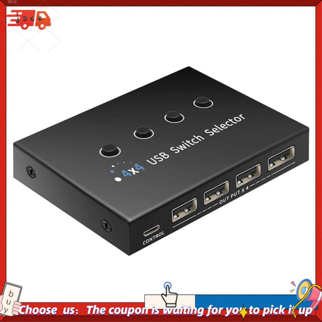 BRS0 Alto-Falante4 Em 4 Saídas KVM USB2.0 Switch Hub Adaptador USB2.0 Impressora Splitter Switcher Para PC Laptop Teclad