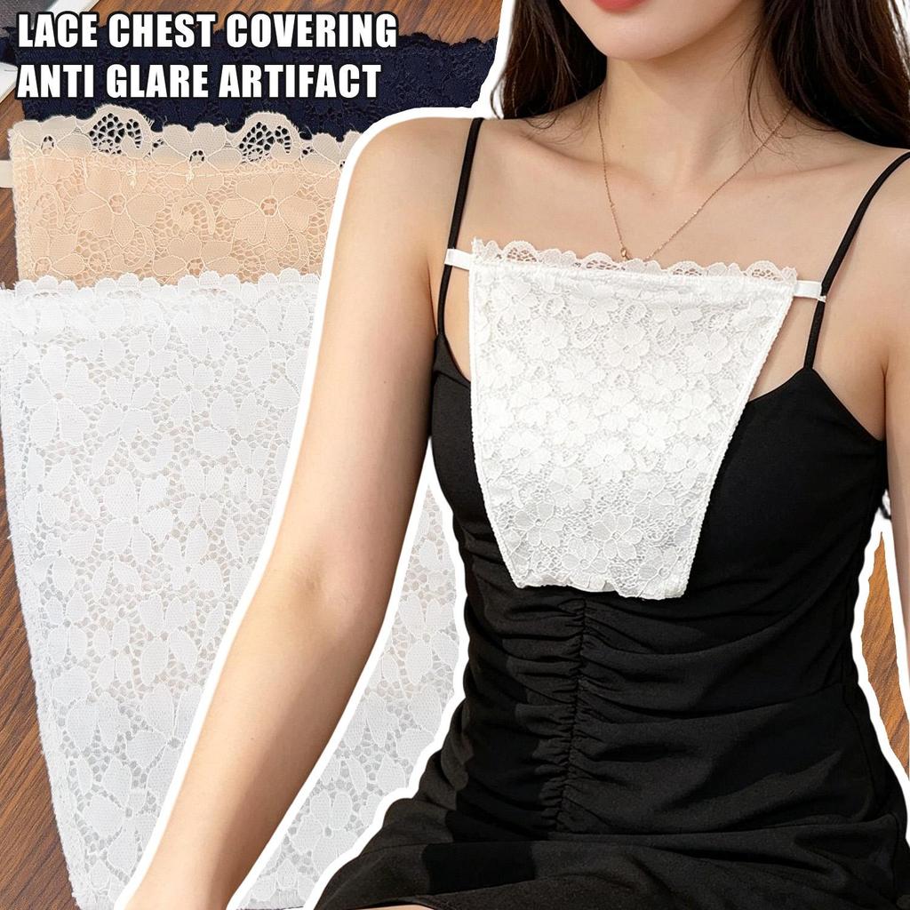Almofada Modesta De Renda Floral De Uma Peça – Capa De Peito Anti-Exposição Fina E Respirável De Verão Vestido De Corte