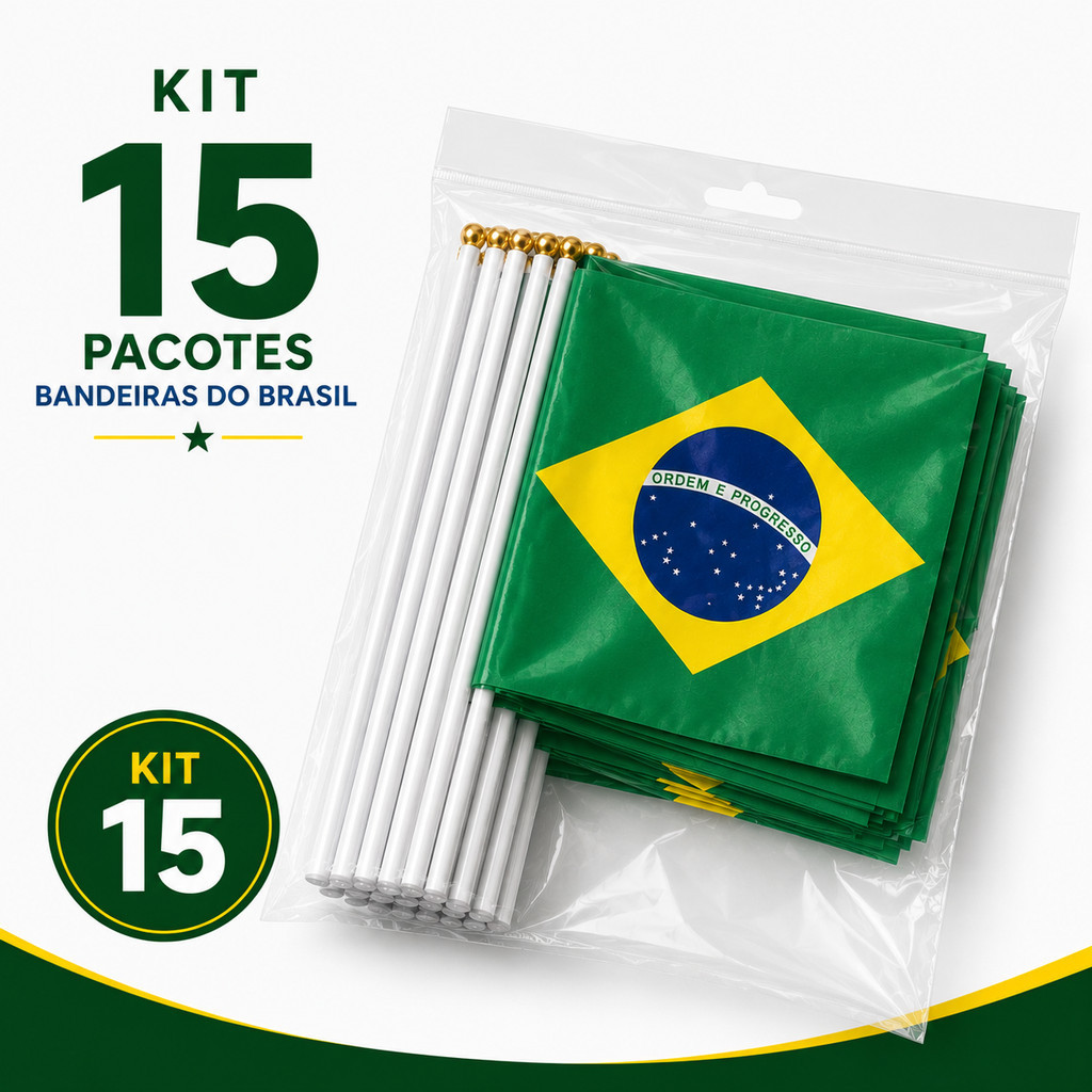 15 Bandeirinhas do Brasil com Haste – Perfeitas para Festas, Eventos, Escolas e Torcidas Patrióticas copa do mundo