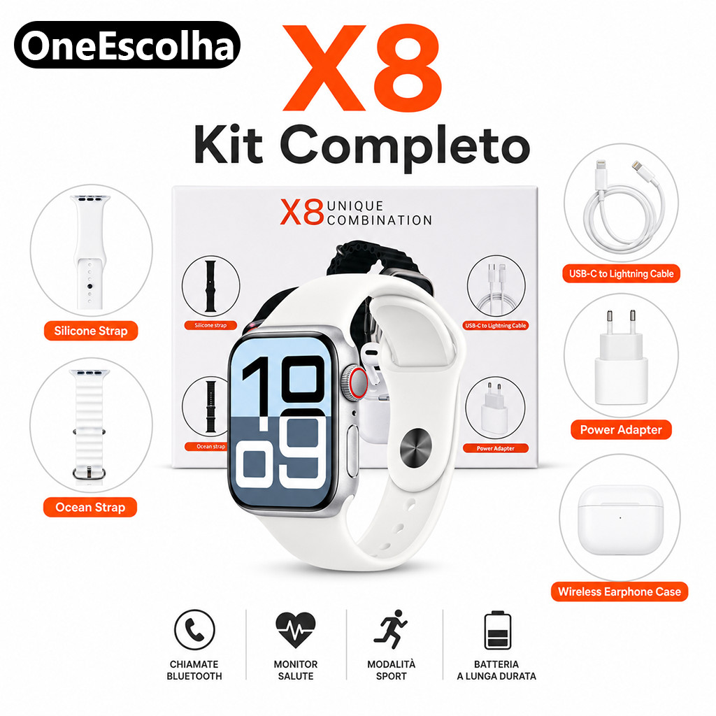 OneEscolha - Kit Fone Bluetooth Gamer + Smartwatch + Carregador Rápido – Chamada por Bluetooth e Carregamento Turbo