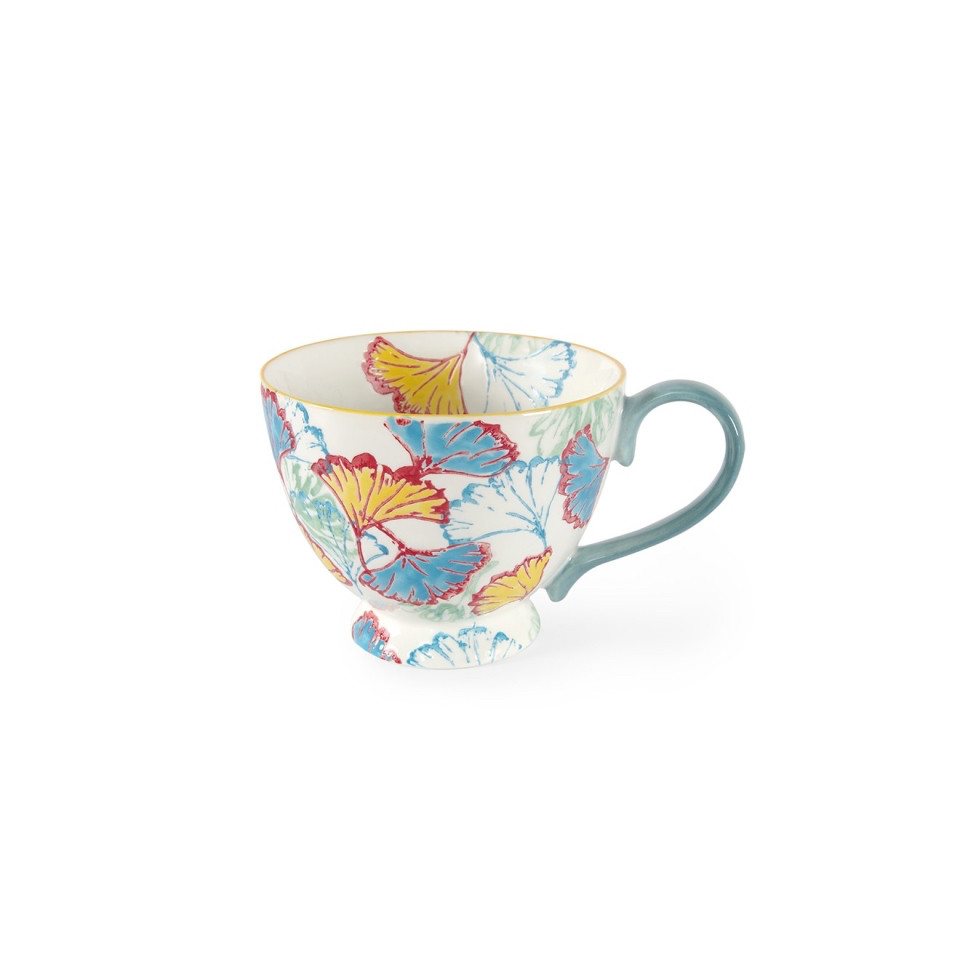 YG britânico pintado à mão padrão em relevo Ginkgo folha café da manhã copo de cerâmica de alto valor caneca café copo d