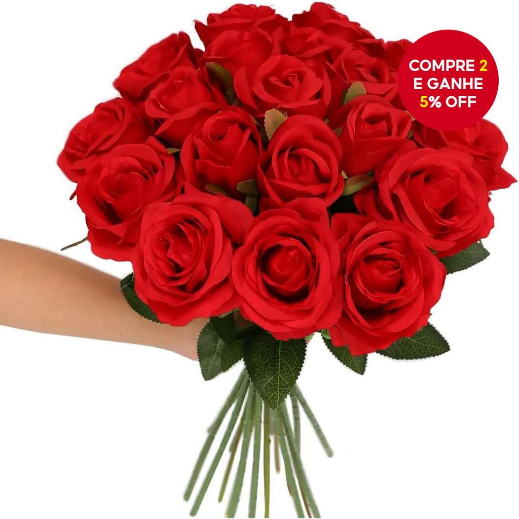 Kit 30 Rosas Artificiais Vermelhas Para Presente Dos Namorados , Flores Falsas De Haste Única Arranjo Floral Do Dia Das