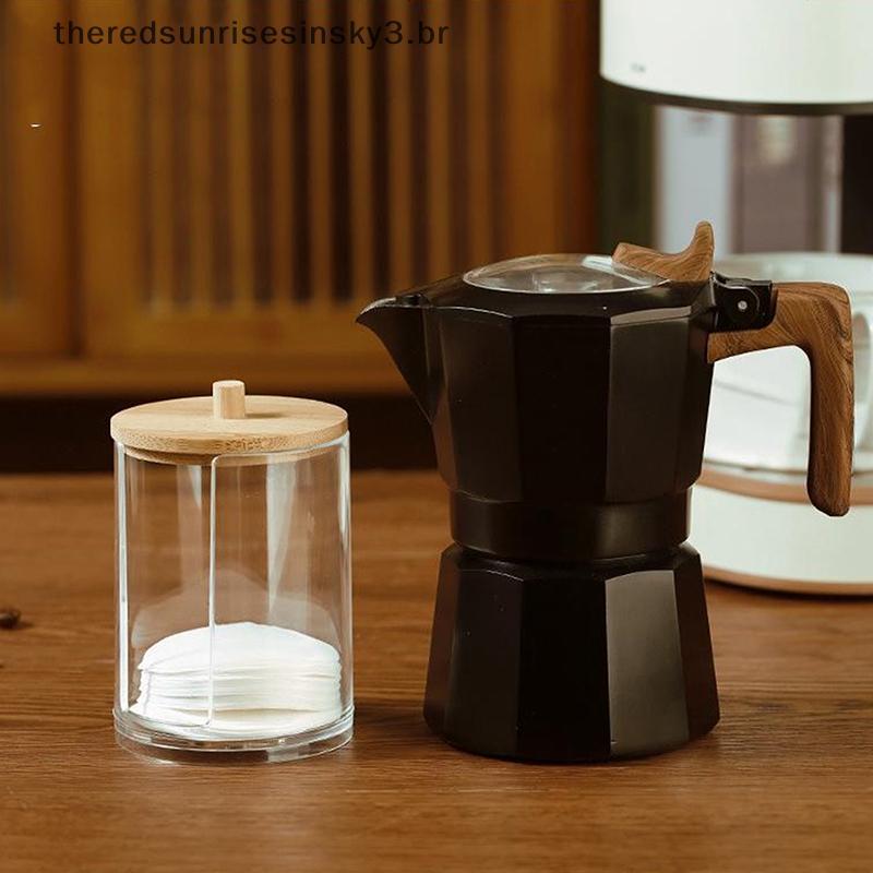 TSBR Caixa De Papel Para Filtro De Café , Redonda , Mocha , Com Tampa Armazenamento De Suporte .