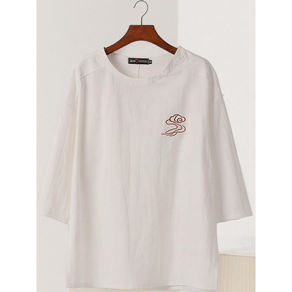 Camiseta masculina 2025 novo estilo branco manga três quartos Plus Size roupas masculinas de alta qualidade roupas de ru