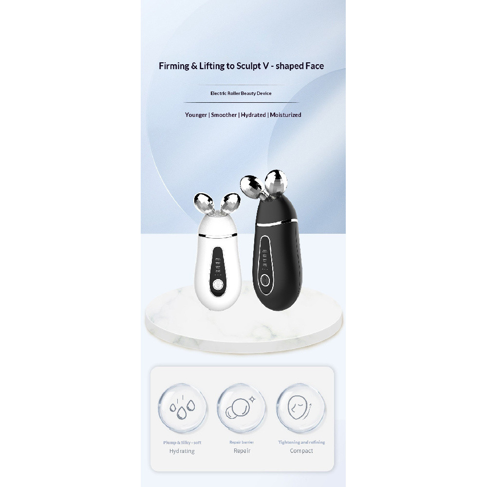 Massageador De Rolo Facial Com Microcorrente EMS | Escultura Em Linha V 3D Vibração De Alta Frequência Lifting E Reafirm