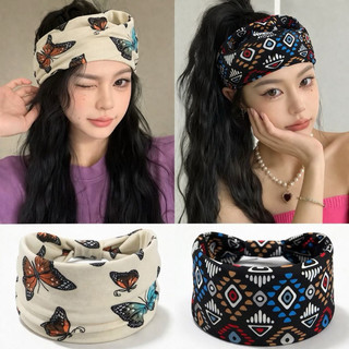 Faixa de Cabelo Larga Feminina Estilo Boêmio para Esportes e Yoga, Tiara Elegante