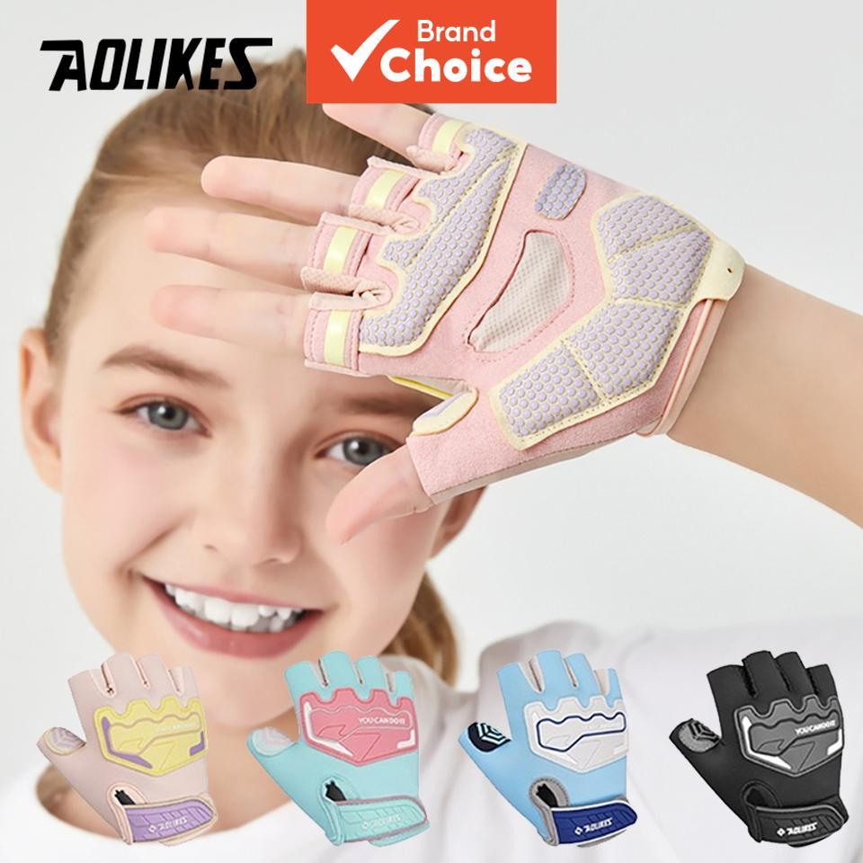 Luvas esportivas infantis antideslizantes Aolikes - respiráveis, sem dedos, para meninos e meninas (1 par). Acessórios