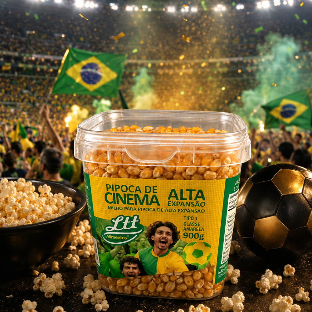 Milho Pipoca Alta Expansão 900g Estilo Copa Do Mundo Futebol Brasil Pipoca De Cinema - Mais Tempero