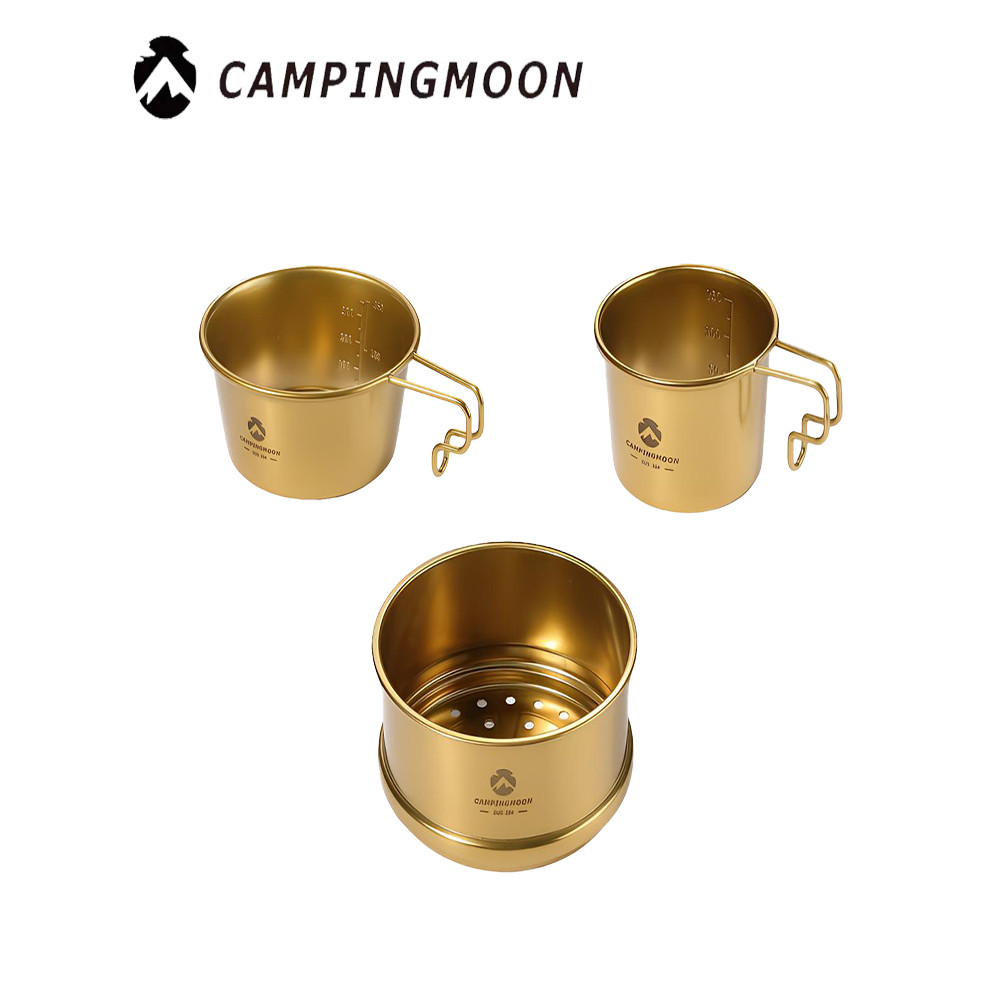 Koman equipamento de acampamento ao ar livre engrossado aço inoxidável portátil conjunto chá dourado neve copo neve tige