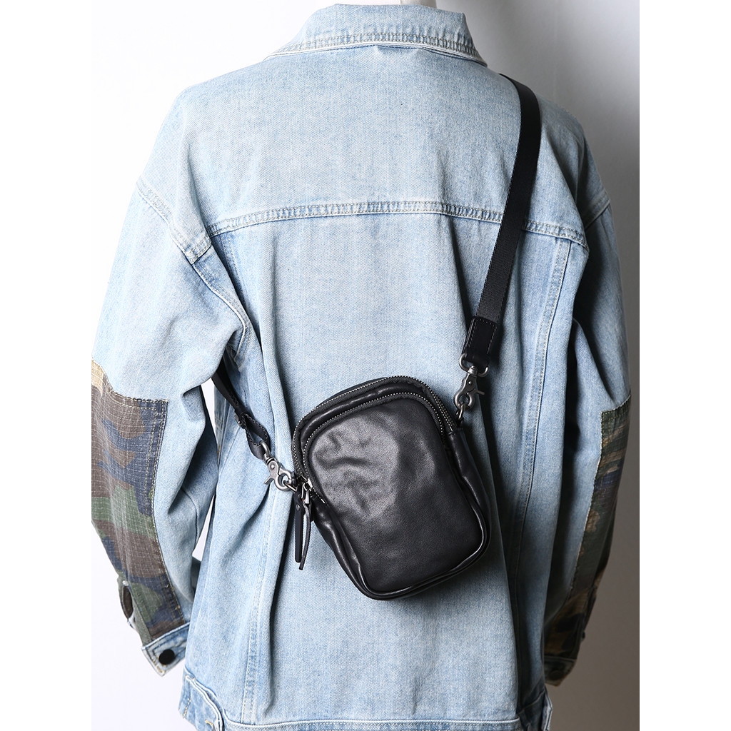 Bolsa de cintura masculina de couro genuíno multifuncional verão Mini bolsa pequ