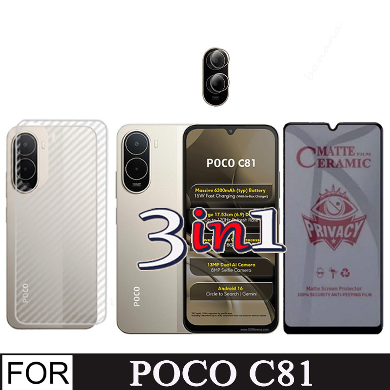 Redmi A7 A7 Pro A5 Poco C85X C81X C71 Vidro Temperado De Privacidade 3 Em 1 | Protetor De Tela Frontal + Filme Traseiro