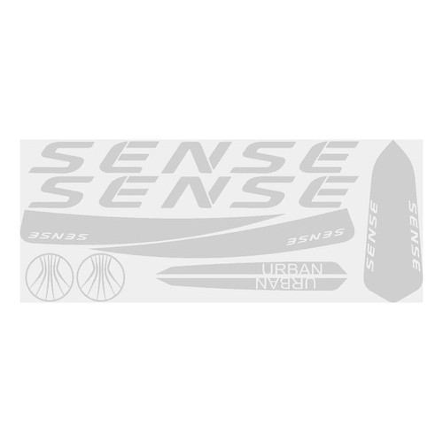 Kit com 9 Adesivos Plotter para Quadro Bicicleta Compatível Sense Mountain Bike em Vinil Branco