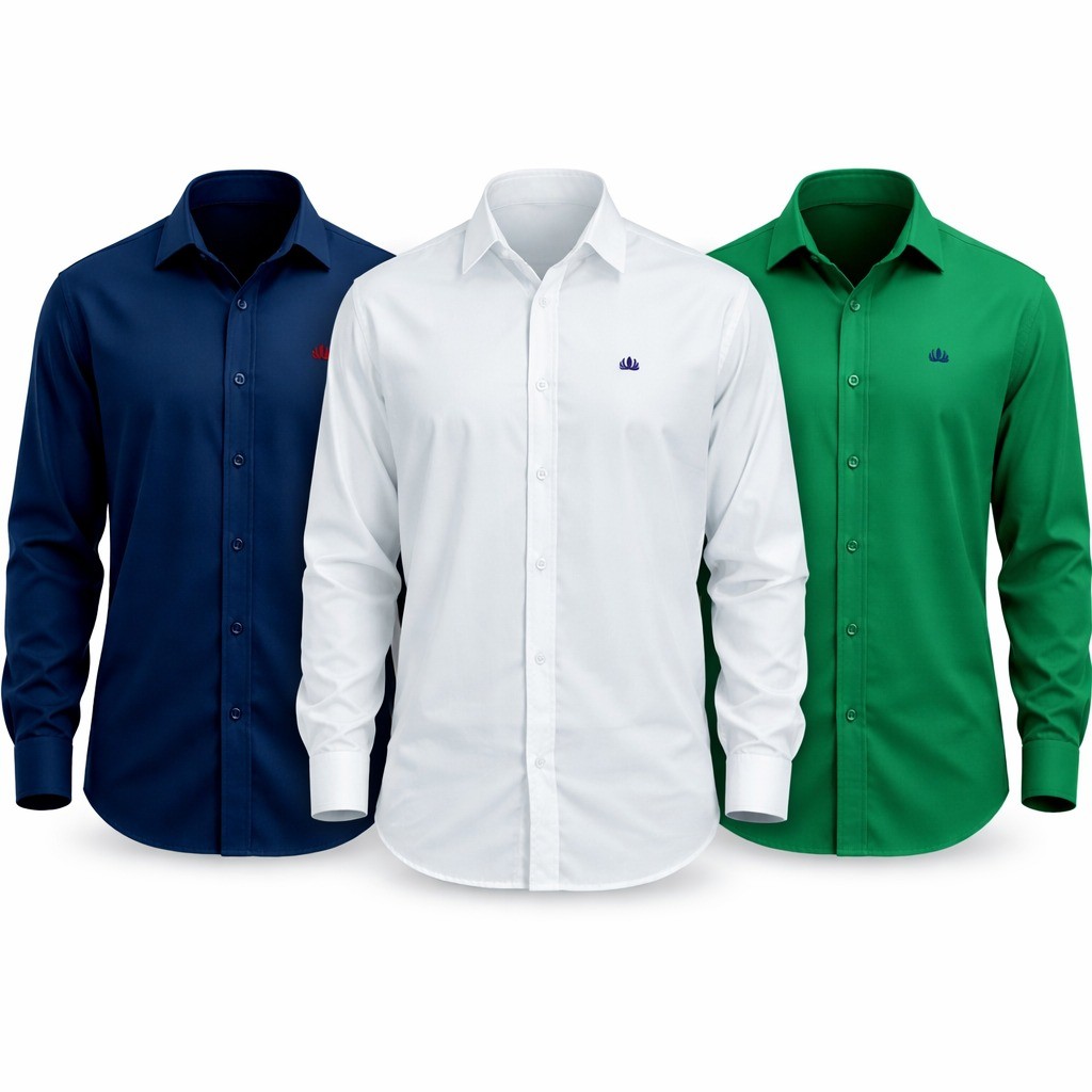Kit 3 Camisa Manga Longa Social Spandex Tecido Não Amassa