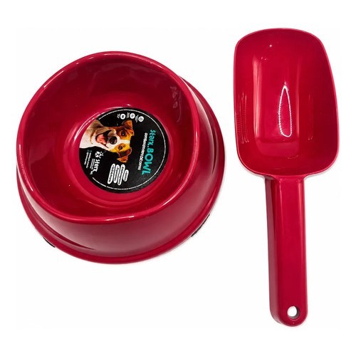 Kit Comedouro Cachorro Pequeno 350ml Com Pá Para Ração N/a Vinho