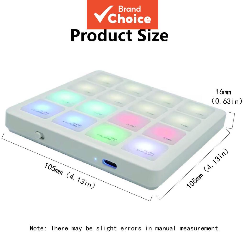 Controlador MIDI sem fio M-VAVE SMC-PAD 16 pads, design compacto, USB-C portátil para teclado de percussão, ferramenta